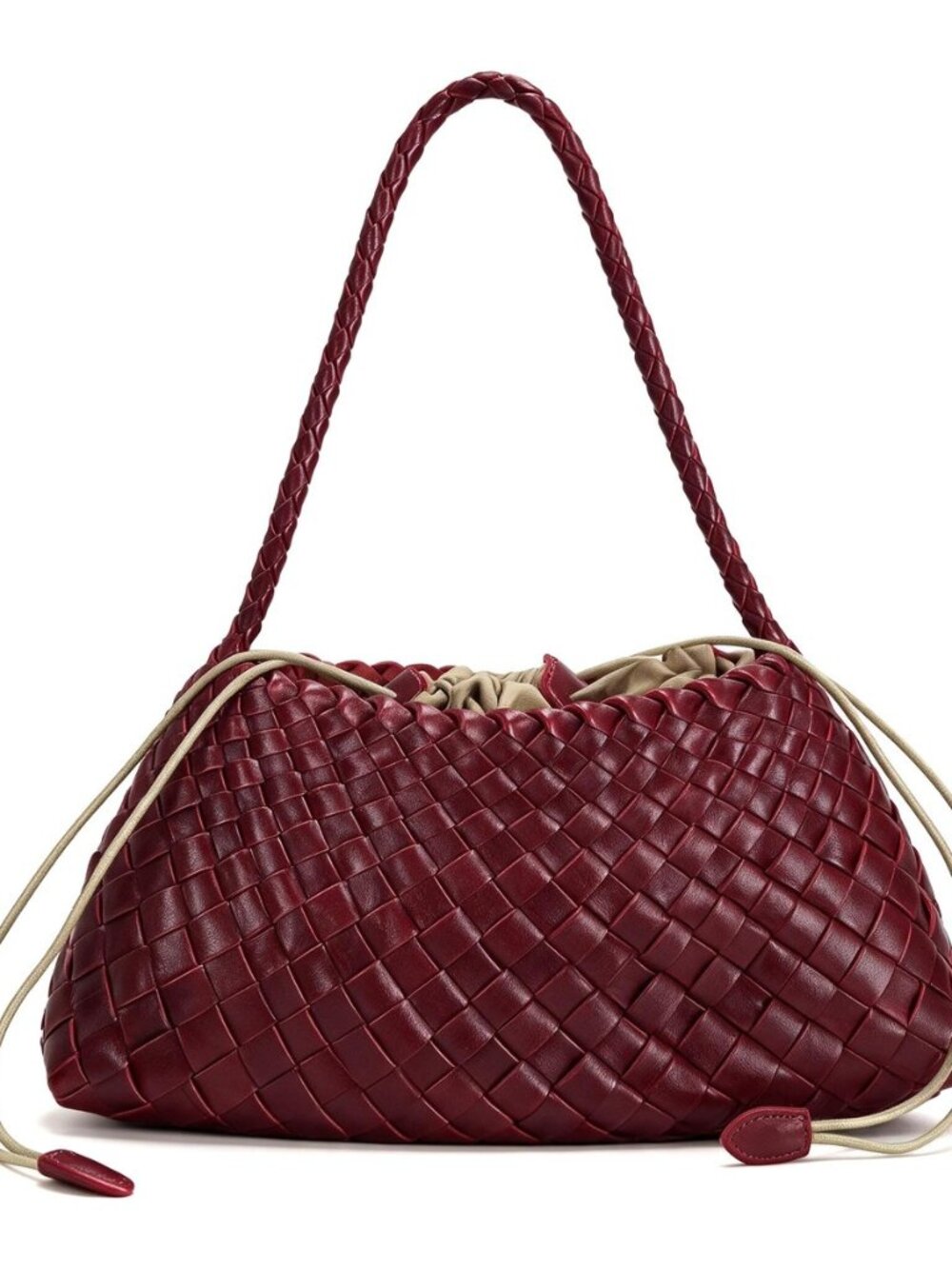 Woven Hobo Bags For Women Shoulder Bag - Anti-Spill Drawstring Inner Pouch Faux